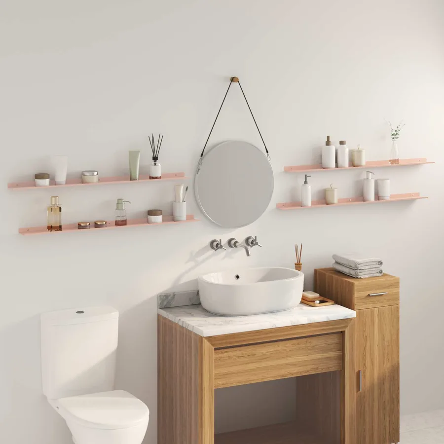Étagère flottante 4 pcs Rose 100 x 9 x 2,5 cm Acier - 4