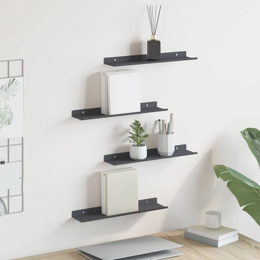 Étagère flottante 4 pcs Anthracite 40 x 8,5 x 2,5 cm Acier