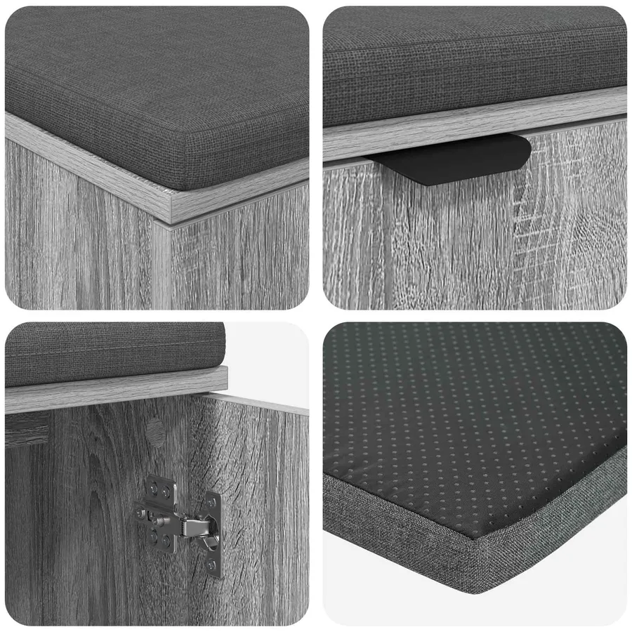 Banc d'entrée avec coussin Gris Sonoma 80 x 38 x 46 cm - 9
