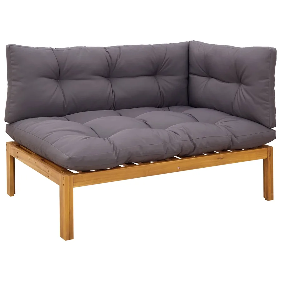 Unité de canapé d'angle Gris Naturel et Foncé Bois d'acacia - 2
