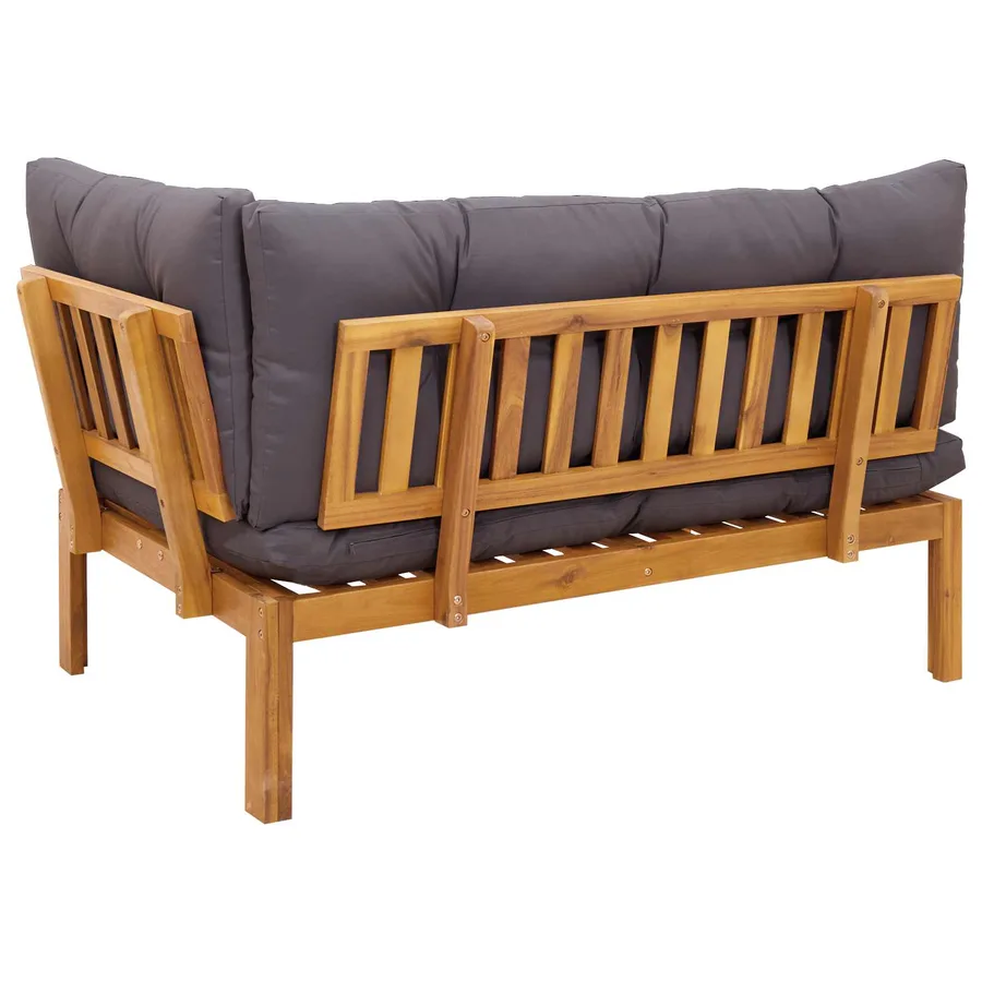 Unité de canapé d'angle Gris Naturel et Foncé Bois d'acacia - 7