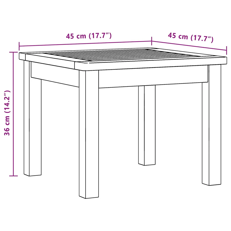 Table basse Acacia clair 45 x 45 x 36 cm Bois d'Acacia Massif - 7