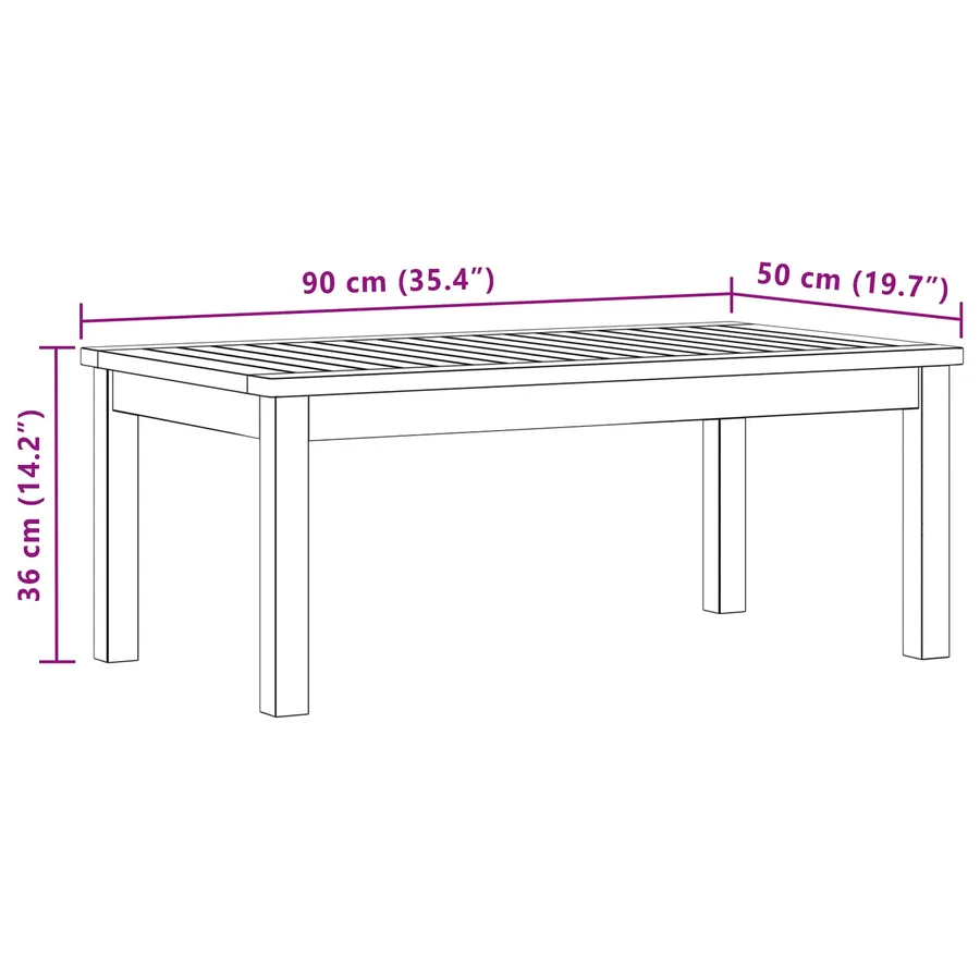 Table basse Acacia clair 90 x 50 x 36 cm Bois d'Acacia Massif - 7