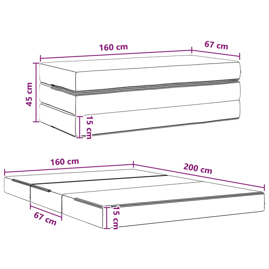 Canapé-lit pliable 160 x 67 x 45 cm Rose - 8