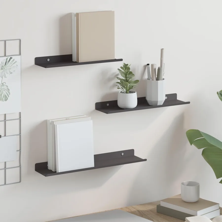 Étagère flottante 3 pcs Noir 40 x 9 x 2,5 cm Acier