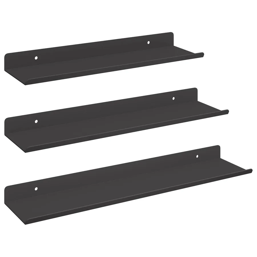 Étagère flottante 3 pcs Noir 40 x 9 x 2,5 cm Acier - 2