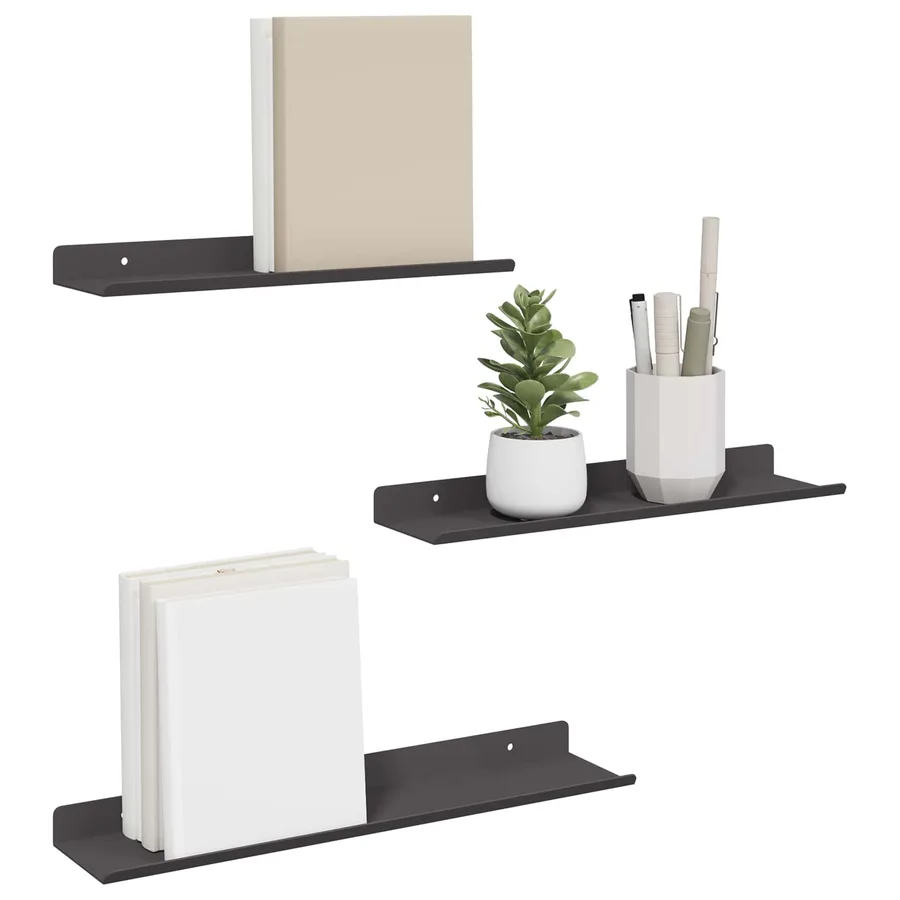 Étagère flottante 3 pcs Noir 40 x 9 x 2,5 cm Acier - 3