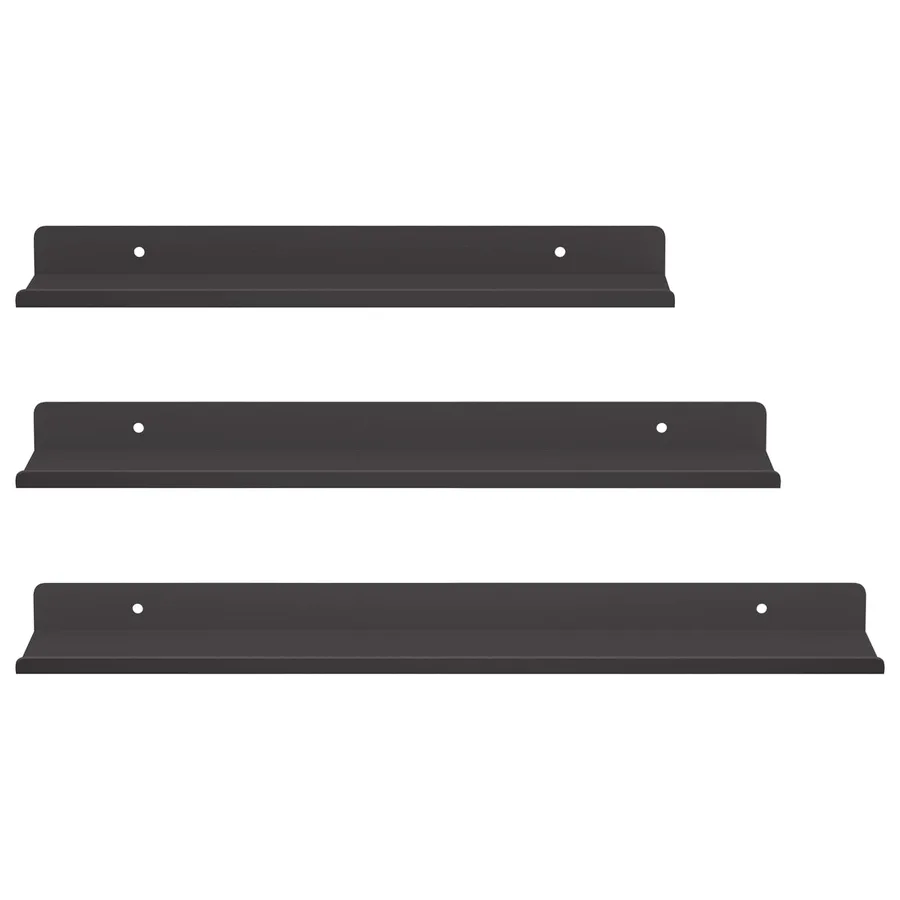 Étagère flottante 3 pcs Noir 40 x 9 x 2,5 cm Acier - 5