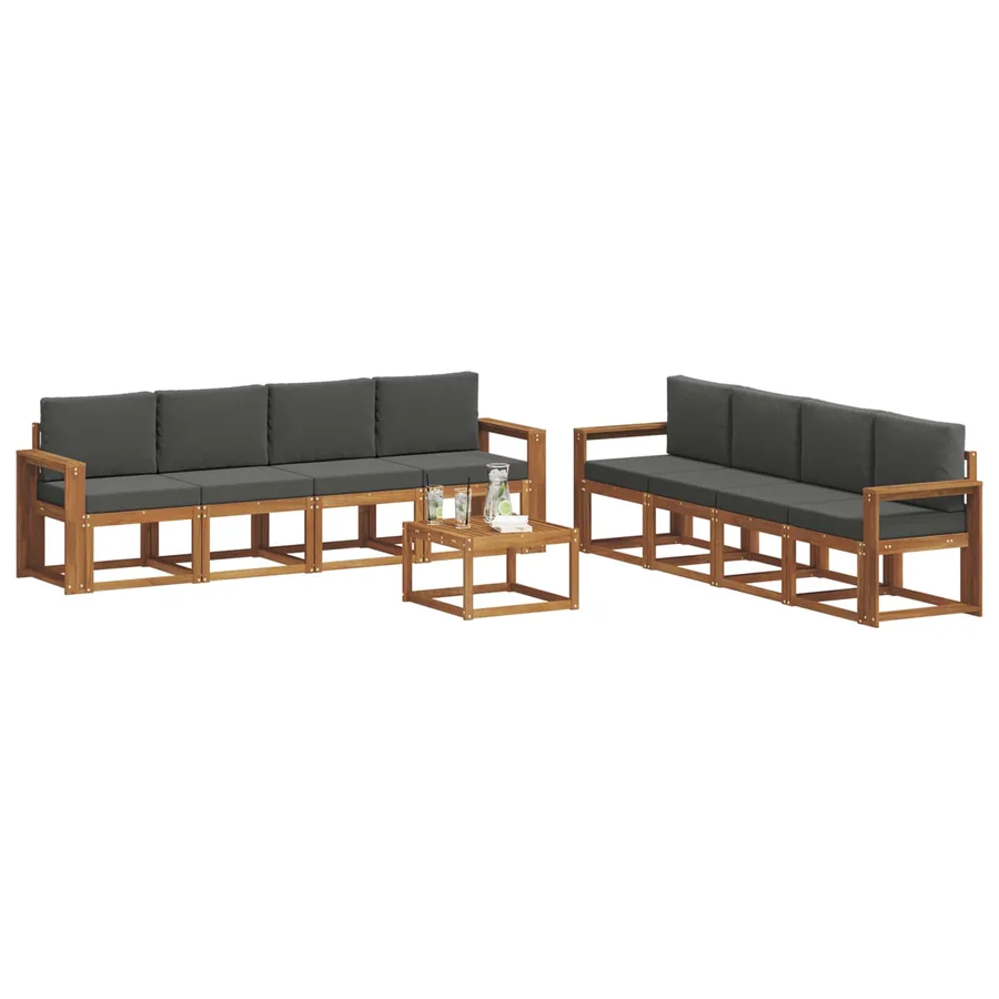 Ensemble de canapés d'extérieur 9 pcs Naturel et Anthracite - 3