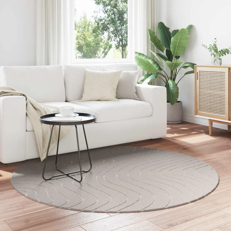 Tapis de surface Rond PALMERAS Crème Ø 160 CM Polyester
