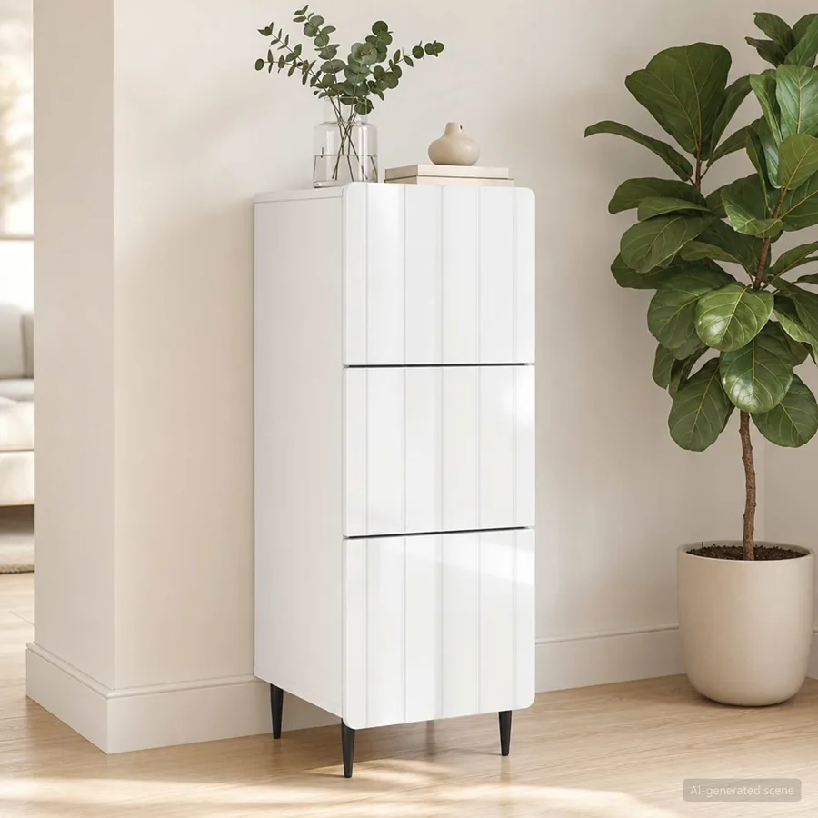 Armoire à tiroirs Blanc brillant 33 x 34,5 x 92 cm
