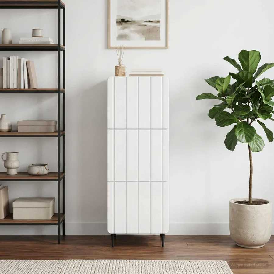 Armoire à tiroirs Blanc brillant 33 x 34,5 x 92 cm - 4