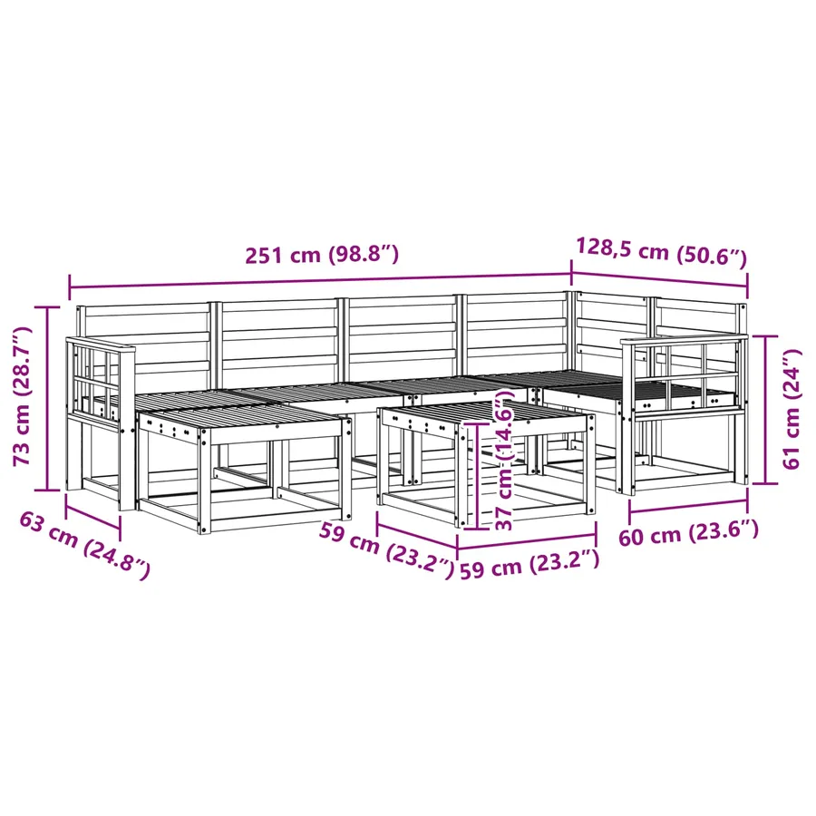 Ensemble de canapés d'extérieur 7 pcs Naturel - 11