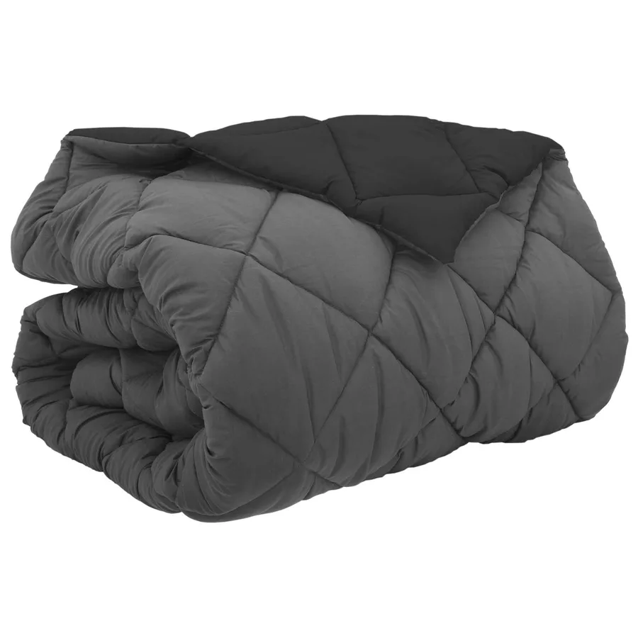 Duvet d'hiver Noir et anthracite 200 x 220 cm Microfibre - 2