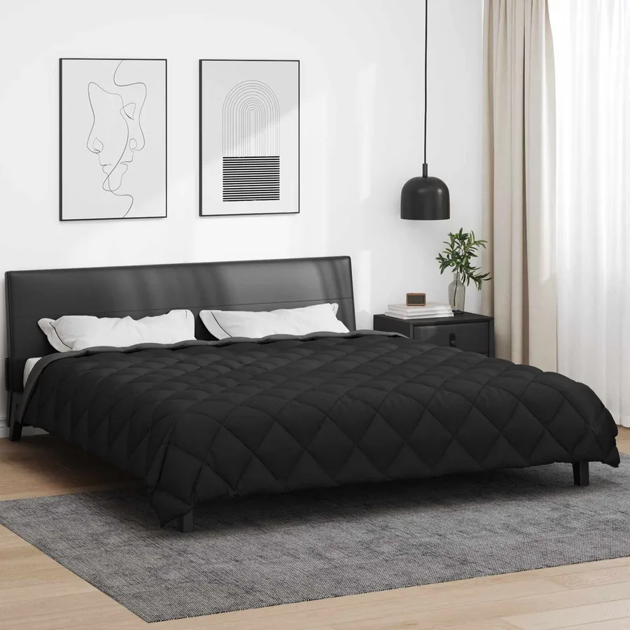 Duvet d'hiver Noir et anthracite 200 x 220 cm Microfibre - 4