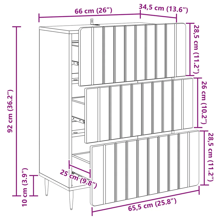 Armoire à tiroirs Chêne fumé 66 x 34,5 x 92 cm - 11