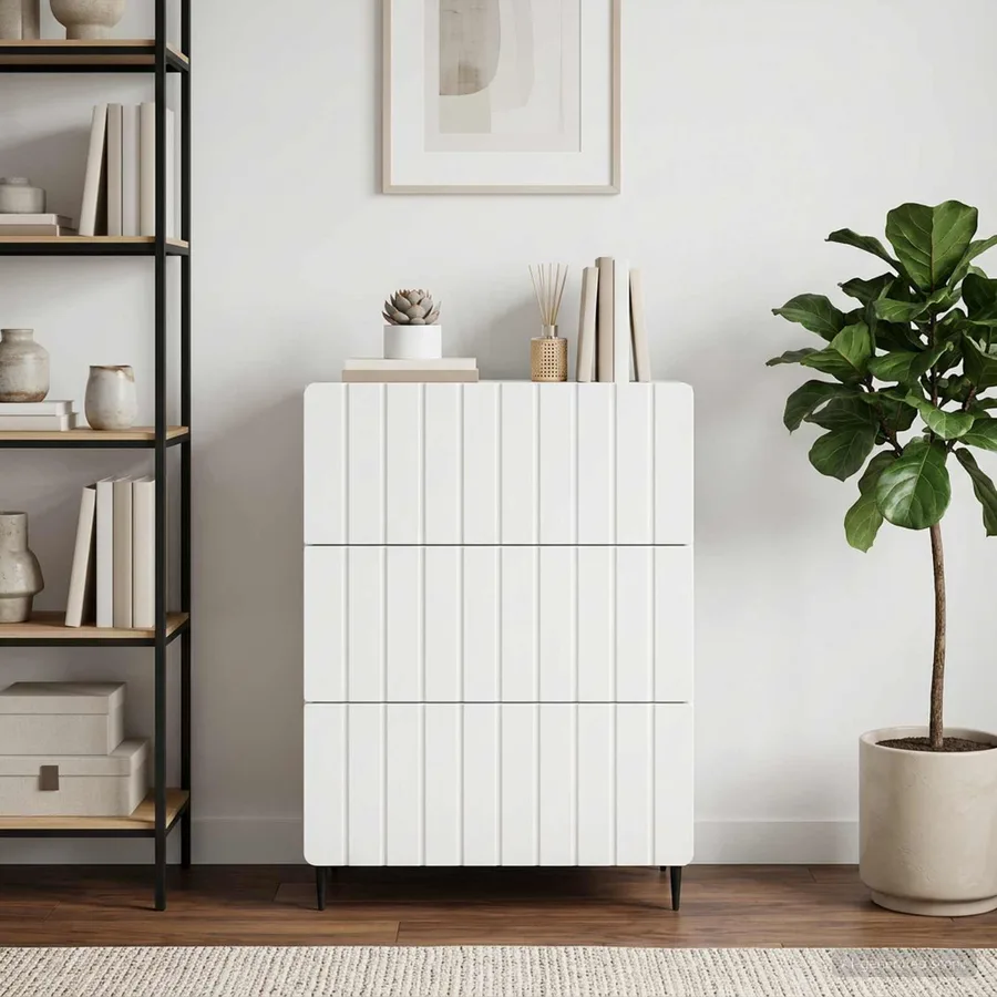 Armoire à tiroirs Blanc 66 x 34,5 x 92 cm Bois d'ingénierie - 4