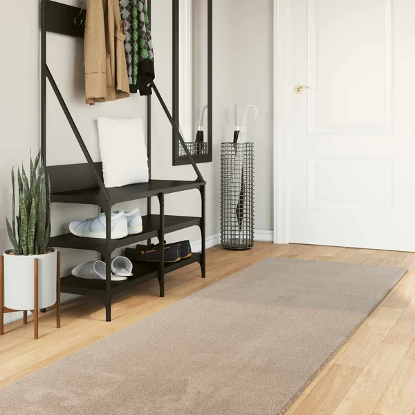 Tapis doux à poils moyens et lavable HUARTE Sable 80 x 500 cm