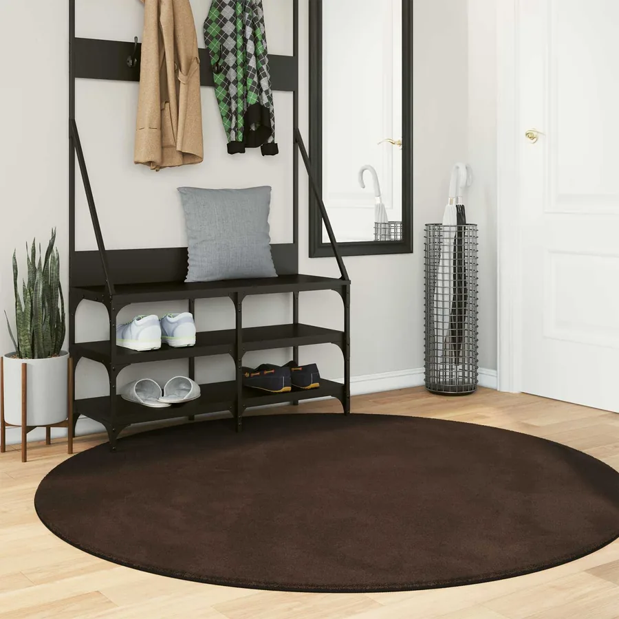 Tapis doux à poils moyens et lavable HUARTE Marron Ø 160 CM