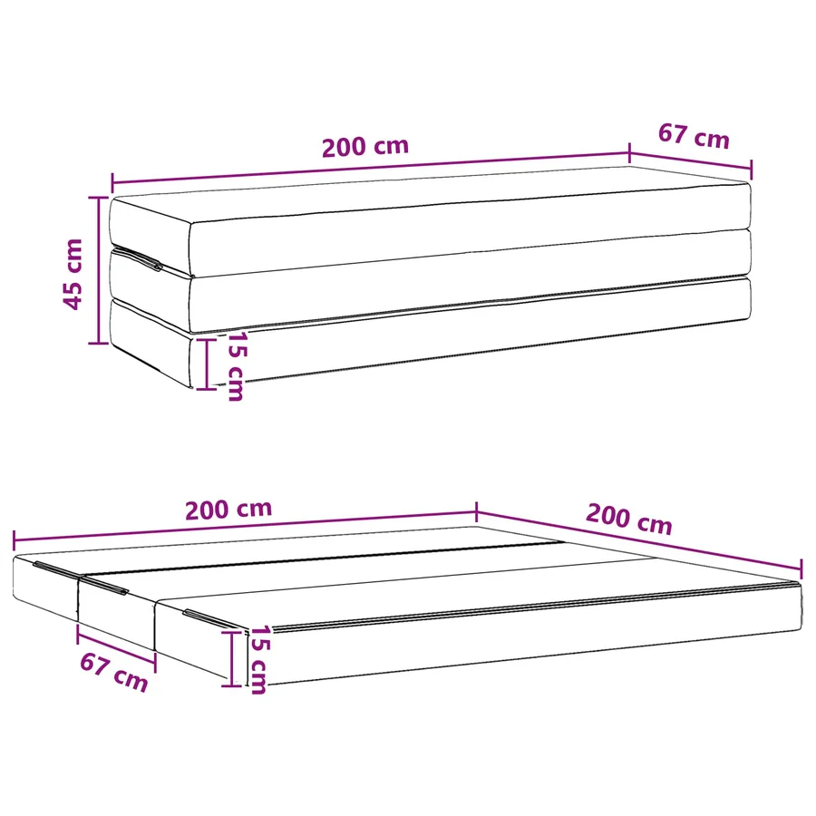 Canapé-lit pliable 200 x 67 x 45 cm Gris clair - 8