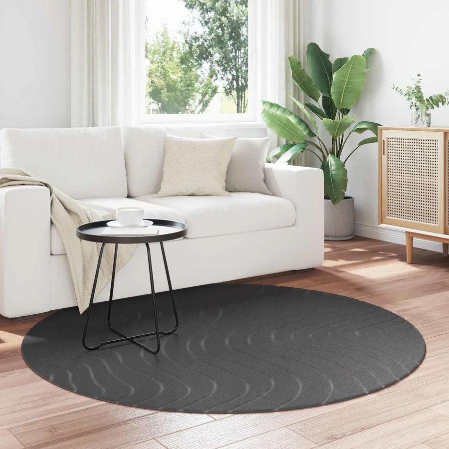 Tapis de surface Rond PALMERAS Anthracite Ø 200 CM Polyester