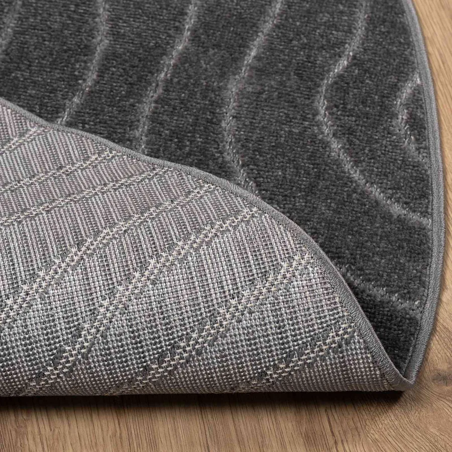 Tapis de surface Rond PALMERAS Anthracite Ø 200 CM Polyester - 4