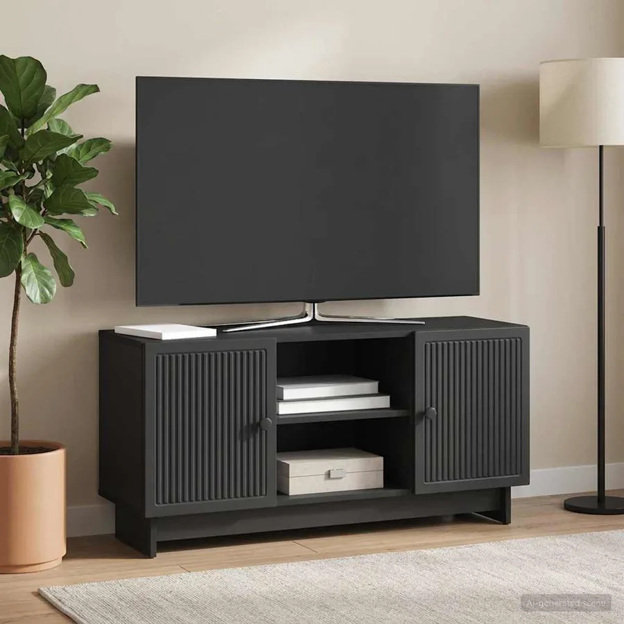 Meuble TV 102 x 34,5 x 50 cm Noir Bois d'ingénierie - 4