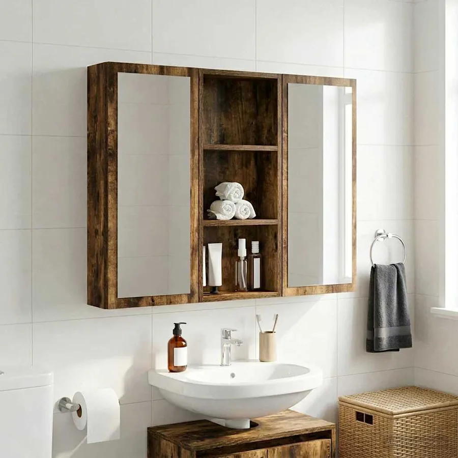 Armoire murale de salle de bain Chêne Fumé 30 x 14 x 70 cm - 4