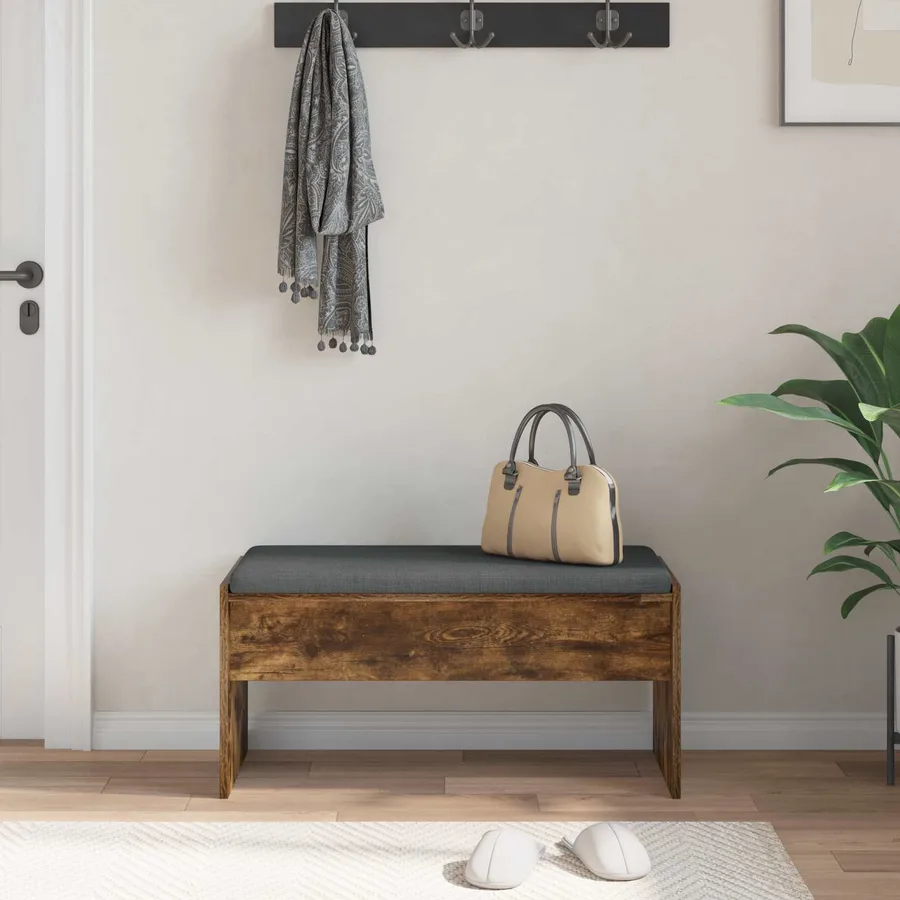 Banc d'entrée avec coussin Chêne fumé 83 x 38 x 40 cm - 4