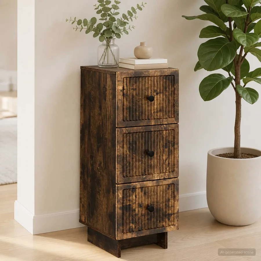 Armoire à tiroirs Chêne fumé 33 x 34,5 x 90 cm - 4
