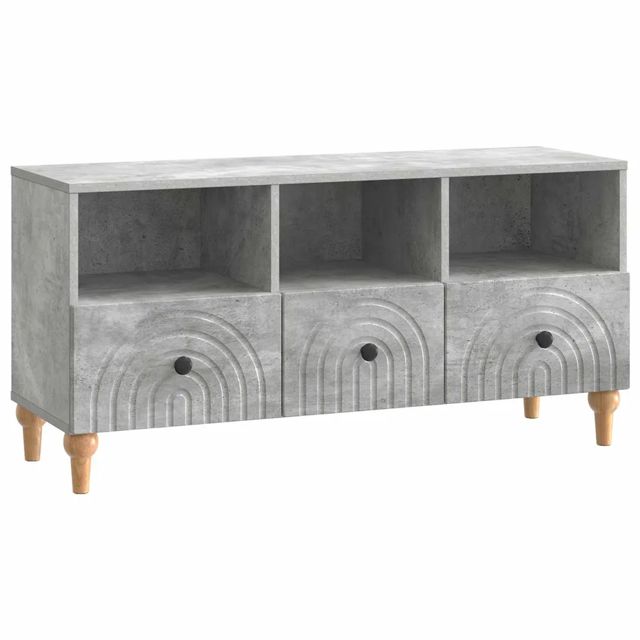 Meuble TV Gris Béton 102 x 34,5 x 50 cm Bois d’ingénierie - 2