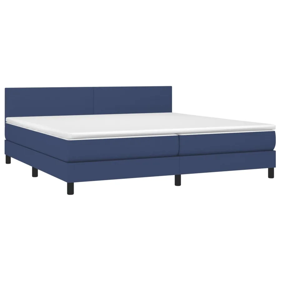 Sommier à lattes de lit avec matelas Bleu 200x200 cm Tissu - 3