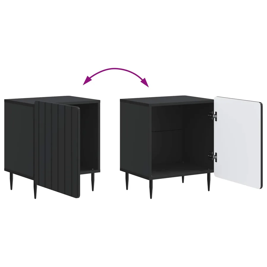 Cabinet de chevet Noir 43 x 34,5 x 52 cm Bois d'ingénierie - 8