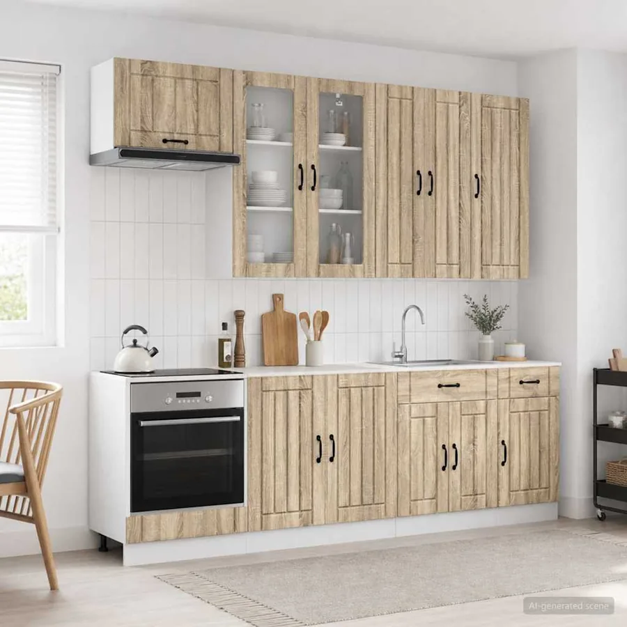 Unité de cuisine LUCCA 8 pcs Chêne Sonoma Bois d'ingénierie