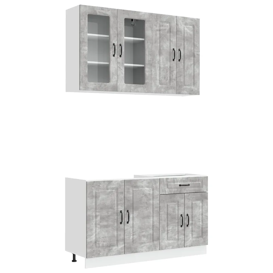 Unité de cuisine KALMAR 4 pcs Gris béton Bois d'ingénierie - 2