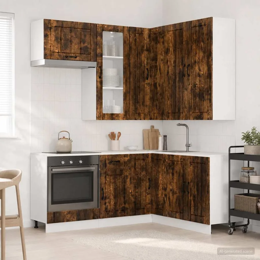 Unité de cuisine LUCCA 8 pcs Chêne fumé Bois d'ingénierie