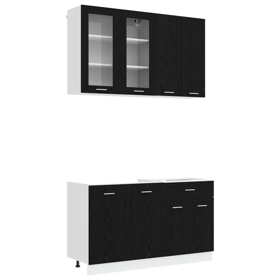 Unité de cuisine LYON 4 pcs Chêne noir Bois d'ingénierie - 2