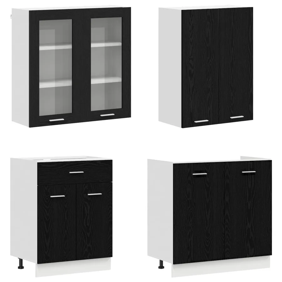 Unité de cuisine LYON 4 pcs Chêne noir Bois d'ingénierie - 3