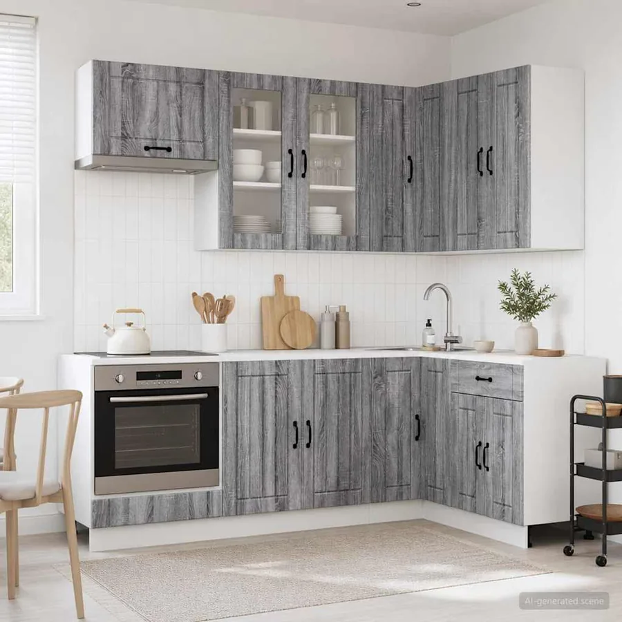 Unité de cuisine LUCCA 8 pcs Sonoma gris Bois d'ingénierie
