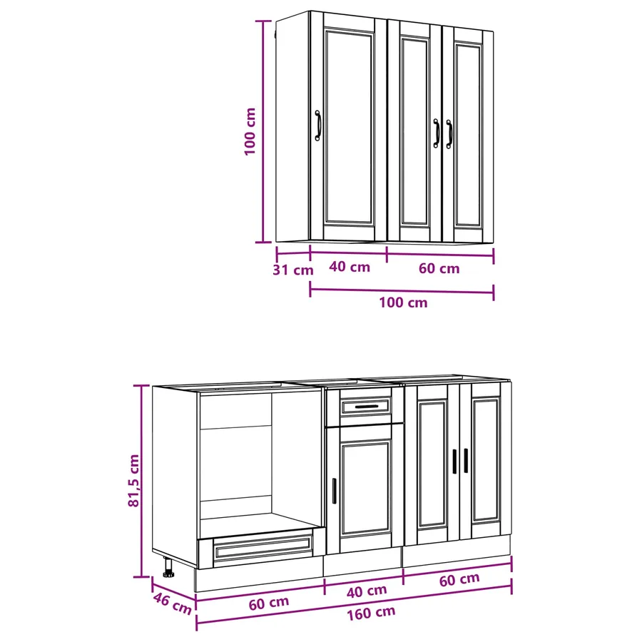 Unité de cuisine PORTO 5 pcs Blanc Bois d'ingénierie - 9