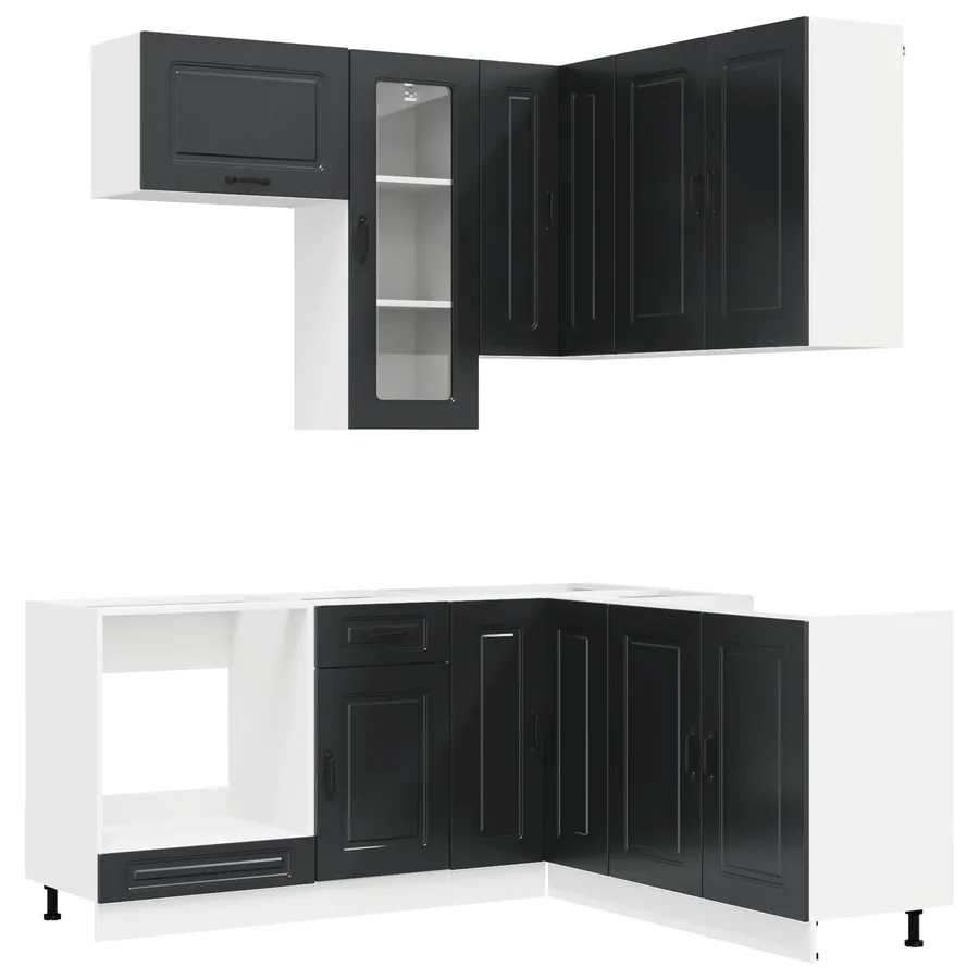 Unité de cuisine KALMAR 8 pcs Noir Bois d'ingénierie - 2