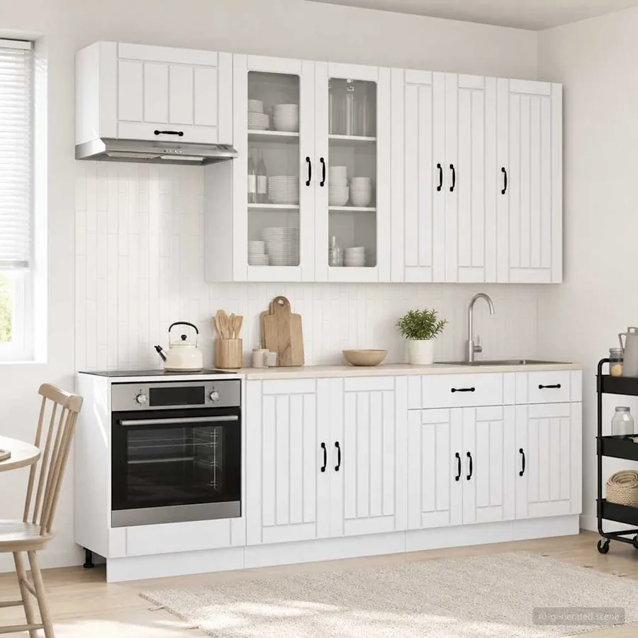 Unité de cuisine LUCCA 8 pcs Blanc brillant Bois d'ingénierie