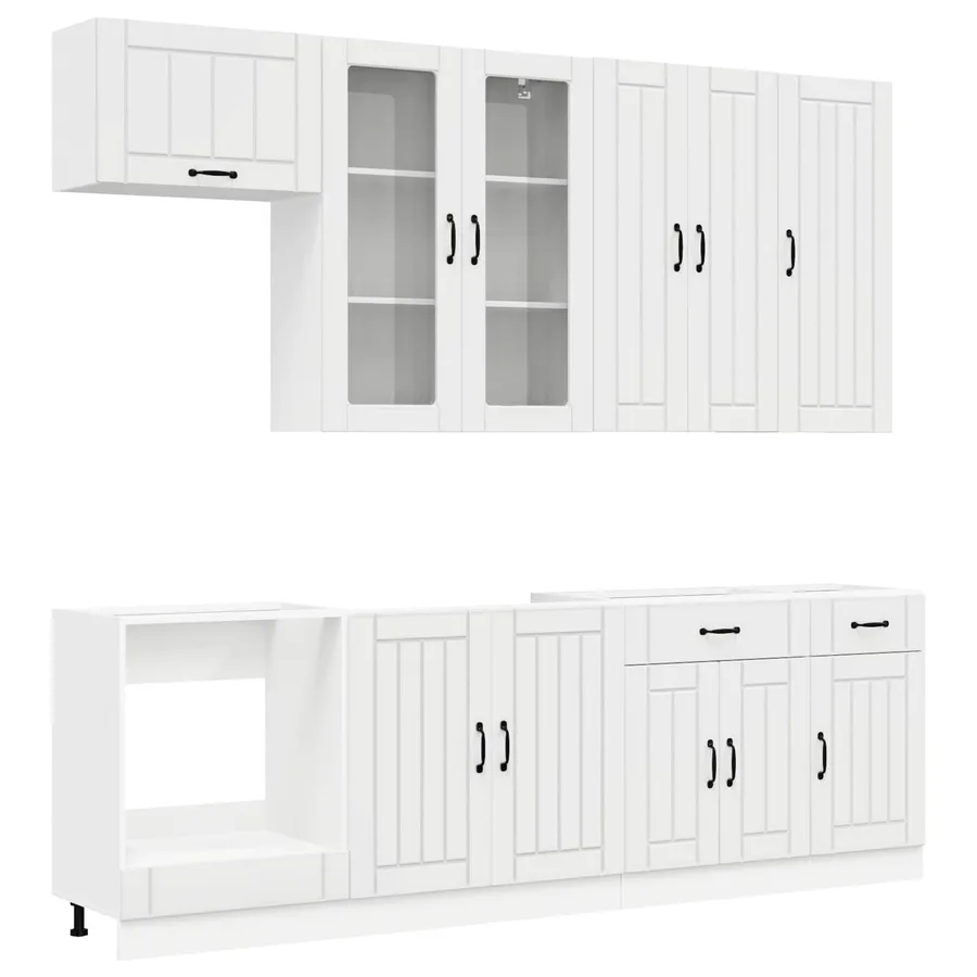 Unité de cuisine LUCCA 8 pcs Blanc brillant Bois d'ingénierie - 2