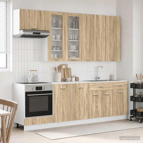 Unité de cuisine LYON 8 pcs Chêne Sonoma Bois d'ingénierie