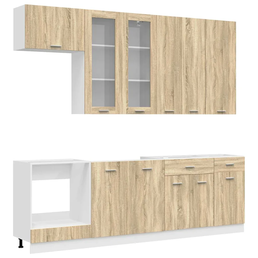 Unité de cuisine LYON 8 pcs Chêne Sonoma Bois d'ingénierie - 2