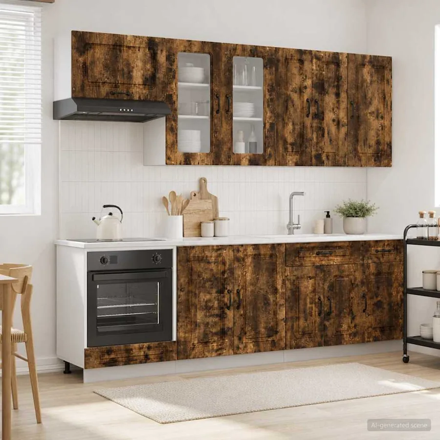 Unité de cuisine KALMAR 8 pcs Chêne fumé Bois d'ingénierie