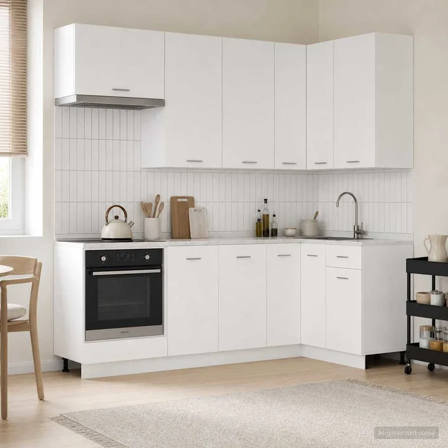 Unité de cuisine LYON 8 pcs Blanc Bois d'ingénierie