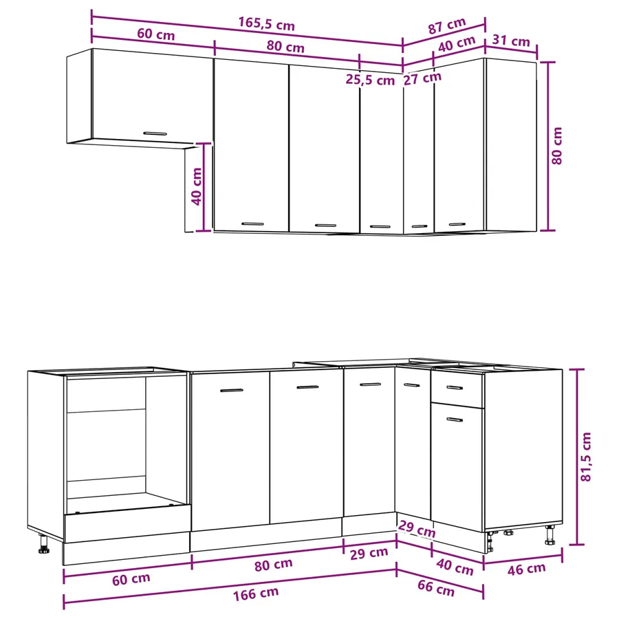 Unité de cuisine LYON 8 pcs Blanc Bois d'ingénierie - 9