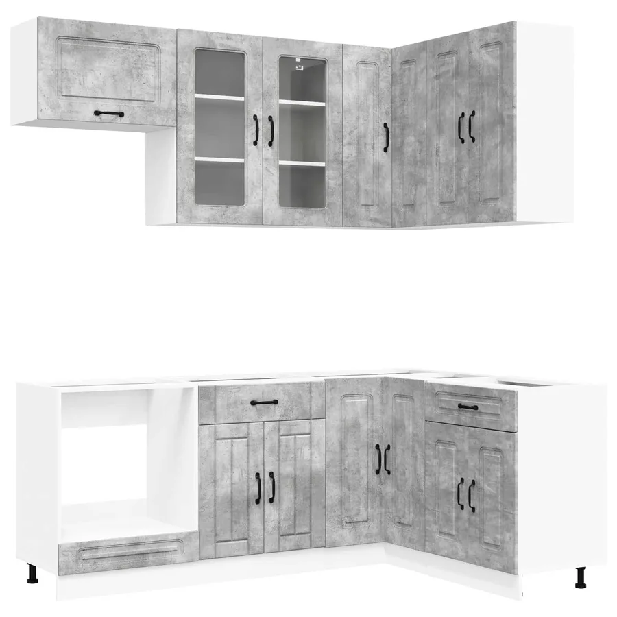 Unité de cuisine KALMAR 8 pcs Gris béton Bois d'ingénierie - 2