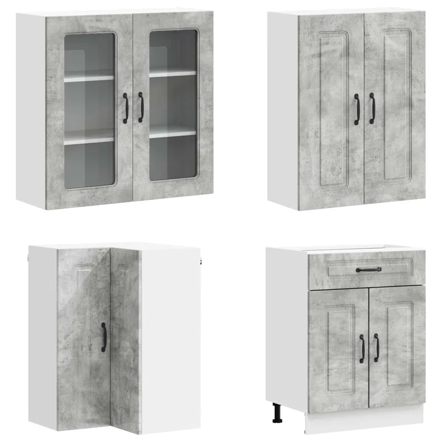 Unité de cuisine KALMAR 8 pcs Gris béton Bois d'ingénierie - 3